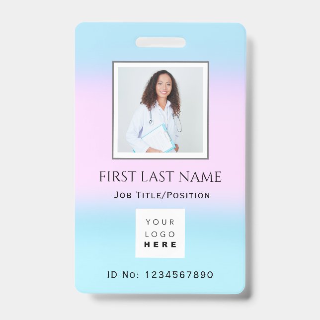 Crachá Código de barras Foto Enfermeira Cirurgiã Médica R (Frente)