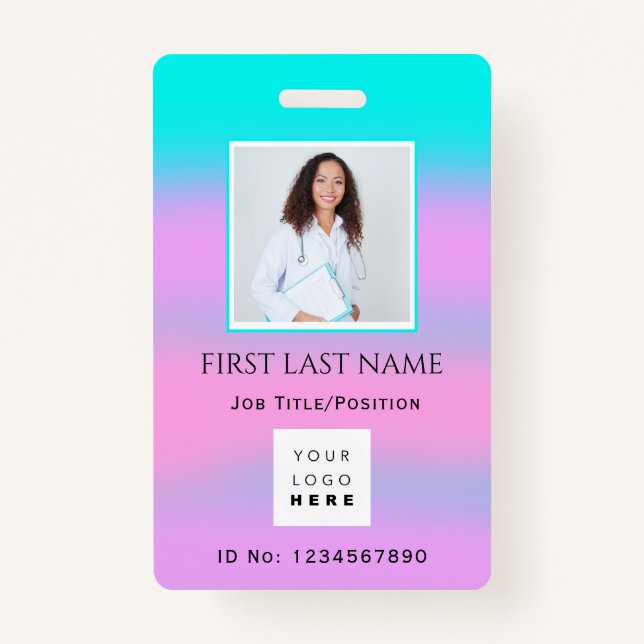 Crachá Código de barras Foto IDNumber Terapêutica Enferme (Frente)