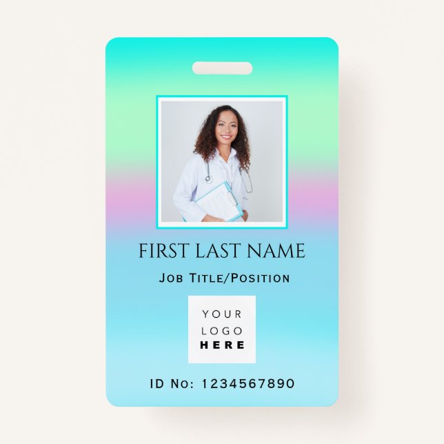 Crachá Código de barras Foto IDNumber Terapista Enfermeir (Frente)