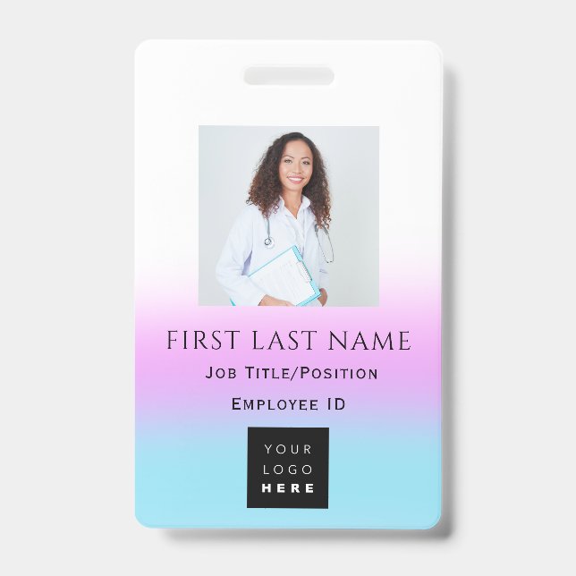 Crachá Código de barras Foto Nome Cartão de Identificação (Frente)