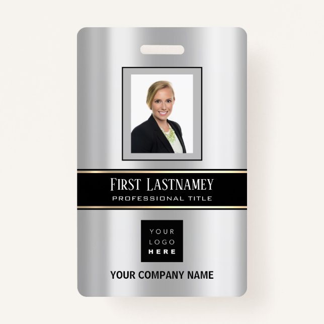 Crachá Código de barras Nome de foto ID da placa de metal (Frente)