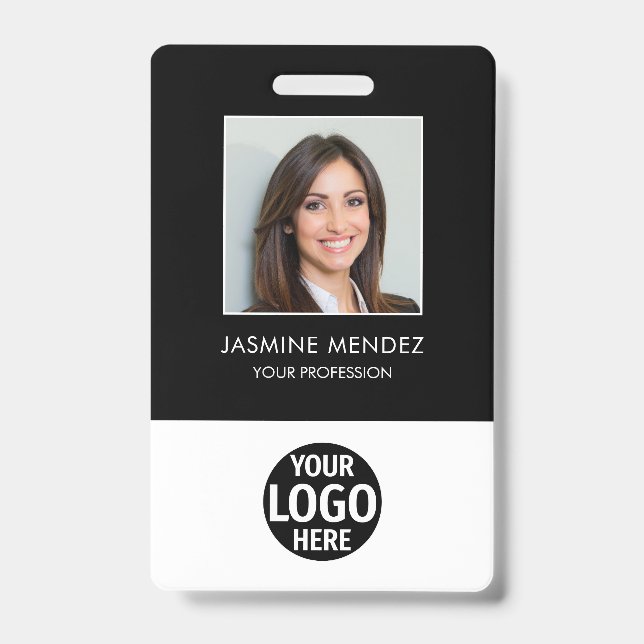Crachá Código de barras QR Code ID de funcionário com log (Frente)