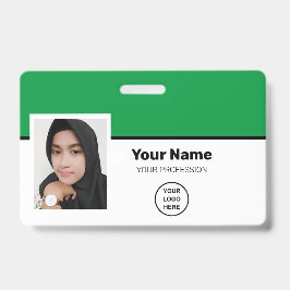 Crachá Código do Bar de Fotografia Verde Personalizado - 