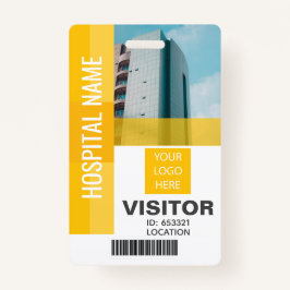 Crachá Código do Bar do Visitante amarelo, ID do logotipo