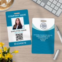 Código QR Azul de Funcionário Corporativo com Foto