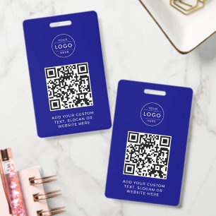 Crachá Código QR Azul Marinho com Logotipo Personalizado