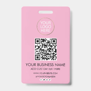 Crachá Código QR da Empresa de Logotipo e Texto Empresari