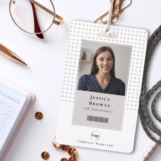 Crachá Código QR de foto de estudante/funcionário em bran (Criador carregado)