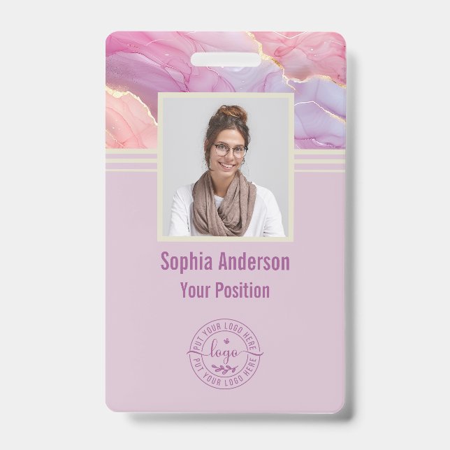 Crachá Código QR de Foto de Funcionário Personalizado Rox (Frente)