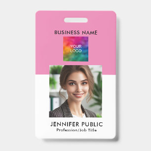 Crachá Código QR de Foto de Funcionário Simples Personali