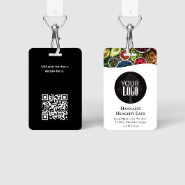 Crachá Código QR de Foto de Logotipo de Negócios Simples