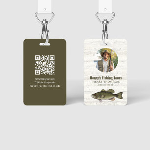 Crachá Código QR de Foto de Negócios de Pesca