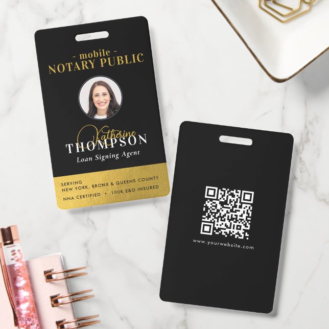 Crachá Código QR de Foto do Agente de Assinatura Notarial (Escritório)