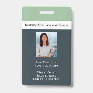 Crachá Código QR de Funcionário Escolar ID de Foto da Equ