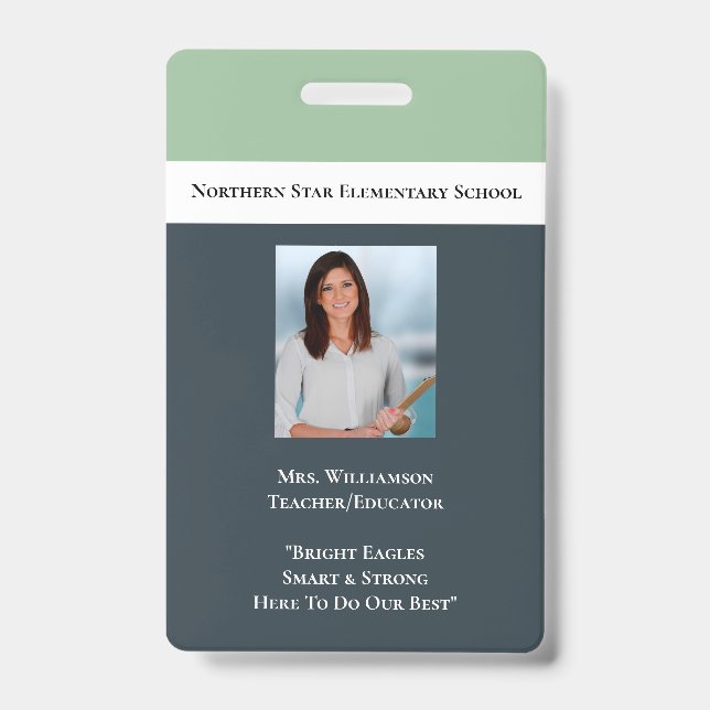Crachá Código QR de Funcionário Escolar ID de Foto da Equ (Frente)