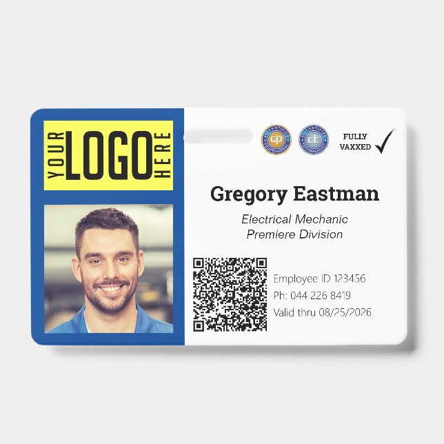 Crachá Código QR de ID de Foto de Comerciante  Distintivo (Frente)