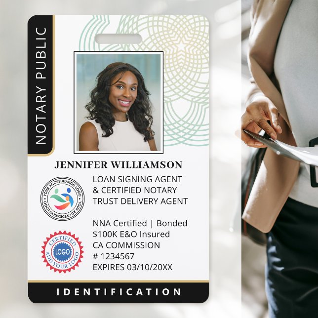 Crachá Código QR de ID de Foto de Notário Público Profiss (Criador carregado)