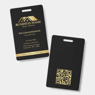 Crachá Código QR de Imóveis da Casa de Ouro de Luxo Preto