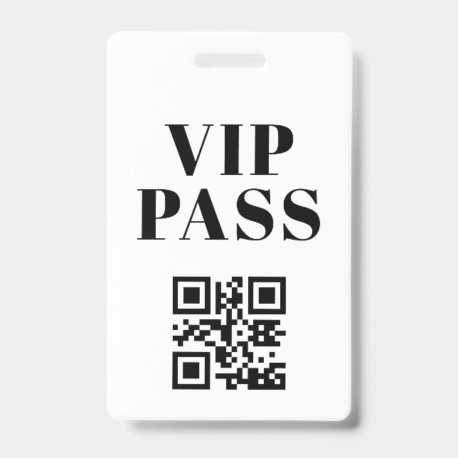 Crachá código qr de passagem vip minimalista moderna (Frente)