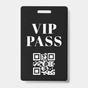 Crachá código qr de passagem vip minimalista moderno pret