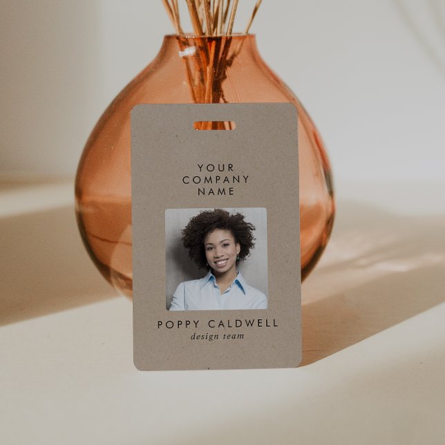 Crachá Código QR do Código de Foto do Chic Faux Kraft par (Criador carregado)