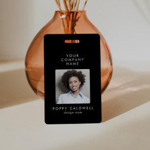 Crachá Código QR do Código de Foto Preto Chic - ID para P