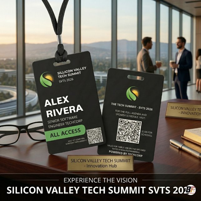 Crachá Código QR do Evento da Conferência de Tecnologia M (Criador carregado)