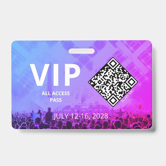 Crachá Código QR do Evento de Passagem de Acesso VIP Hori (Frente)