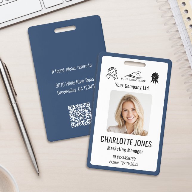 Crachá Código QR do Funcionário com Logotipo Empresarial  (Criador carregado)