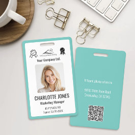 Crachá Código QR do Funcionário com Logotipo Empresarial