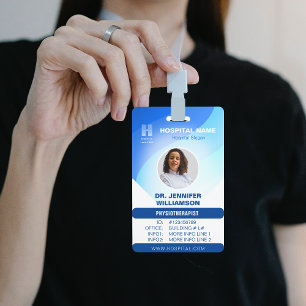 Crachá Código QR do Hospital Modelo Azul ID do Funcionári