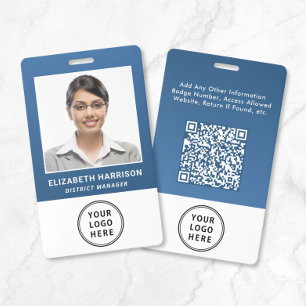 Crachá Código QR do Logotipo Azul de Identificação de Fun