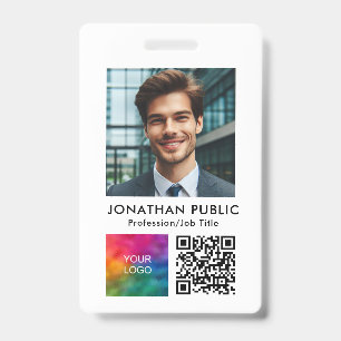 Crachá Código QR do logotipo da empresa fotográfica do fu