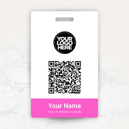 Crachá Código QR do Logotipo Empresarial com Nome Persona