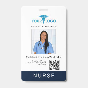 Crachá Código QR do Logotipo Empresarial Grad Nurse ID Fo