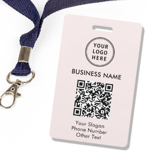 Crachá Código QR do Logotipo Empresarial Rosa
