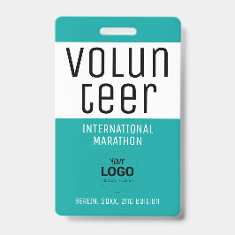 Crachá Código QR do Logotipo Voluntariado Turquesa Modern