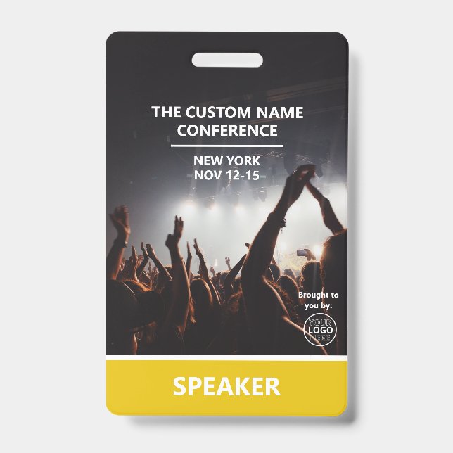 Crachá Código QR do Passaporte de Acesso Amarelo Palestra (Frente)