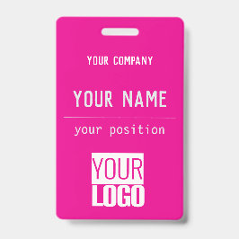 Crachá código QR e logotipo em rosa quente