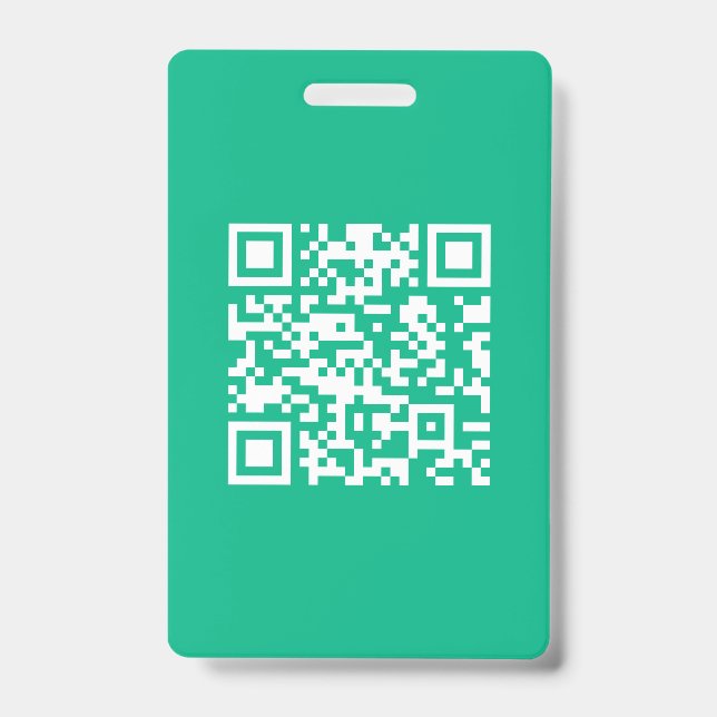 Crachá Código QR editável Gera seu próprio | Teal Green (Frente)