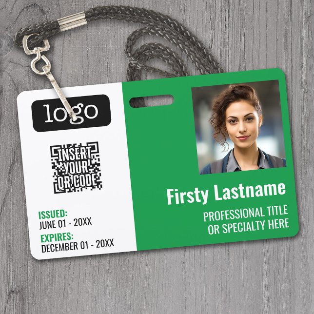 Crachá Código QR, Foto do funcionário, logotipo, nome, ID (Custom Employee ID Badges - thick plastic with full color print)