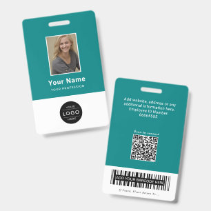 Crachá Código QR Médico Azul Moderno ID de Enfermeira Cód