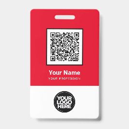 Crachá Código Qr Personalizado do Funcionário em Vermelho