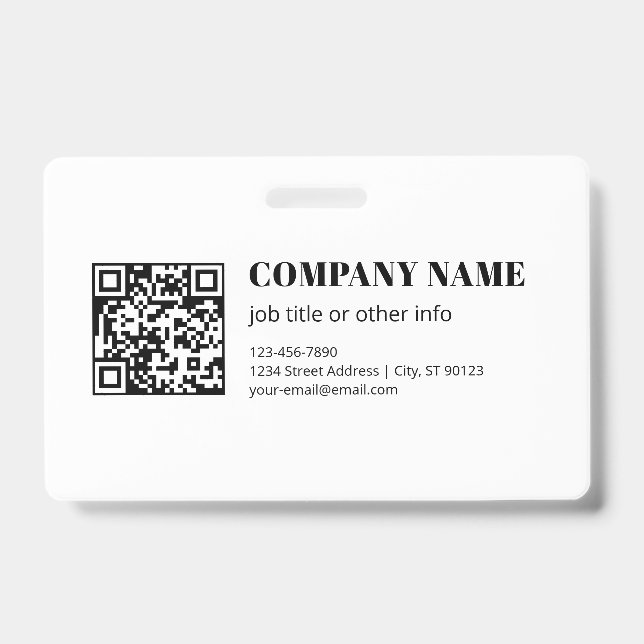 Crachá Código QR personalizado e texto retrô-moderno edit (Frente)