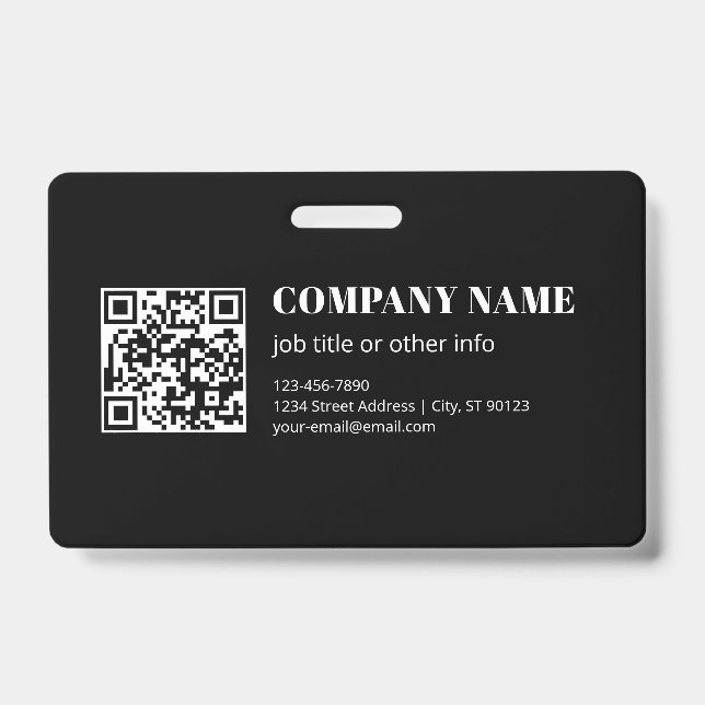 Crachá Código QR personalizado e texto retrô-moderno edit (Frente)