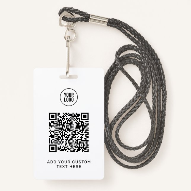 Crachá Código QR personalizado simples Logotipo comercial (Frente com cordão)