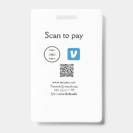 Crachá código QR venmo scan para pagar adicionar logotipo