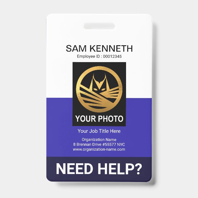 Crachá Colunas Azuis Brancas Retro de Trabalho Social Méd (Frente)