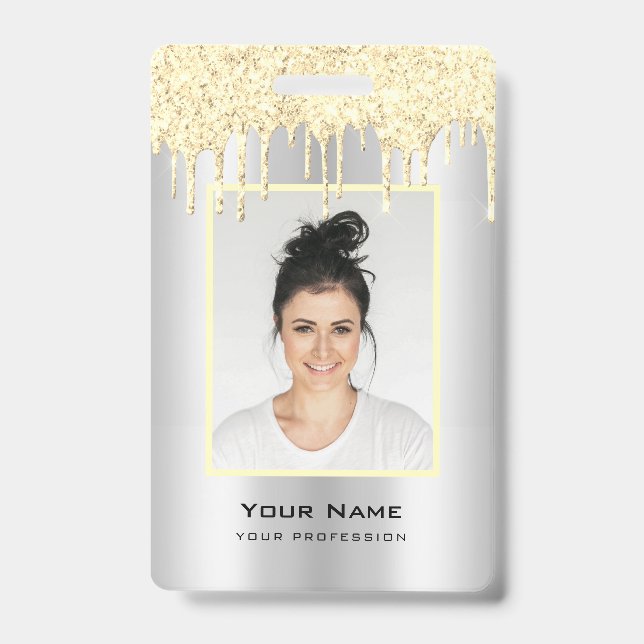 Crachá Colunas de Glitter de Funcionário Personalizadas N (Frente)