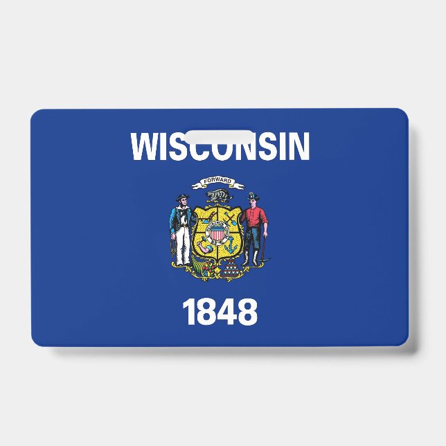 Crachá com a bandeira do estado de Wisconsin, EUA (Frente)